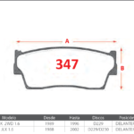 Pastillas de Freno Delanteras Suzuki (SIDEKICK 2WD 1.6, VITARA JLX 1.6) - Código 347