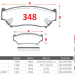 Pastillas de Freno Delanteras Chevrolet / Suzuki (TRACKER 2.0, TRACKER 2.5, GRAND VITARA 1.6) - Código 348