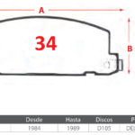Pastillas de Freno Delanteras Chevrolet / Isuzu (LUV 2.0, TROOPER 4WD 2.2) - Código 34