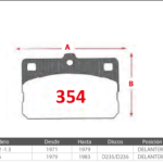 Pastillas de Freno Delanteras Toyota (COROLLA 1.2 -1.3, COROLLA 1.6) - Código 354