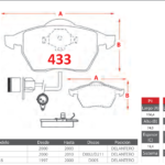 Pastillas de Freno Delanteras Audi / Volkswagen (A3 1.8, A3 QUATTRO, TT 1.8 ROASTER) - Código 433
