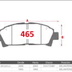 Pastillas de Freno Delanteras Toyota (AVENSIS 1.6/1.5/1.8/2.0/2.2, COROLLA 1.6) - Código 465