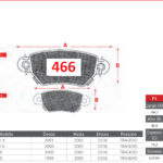 Pastillas de Freno Traseras Opel (ASTRA G 1.4, ASTRA G 1.6, ZAFIRA 1.8) - Código 466