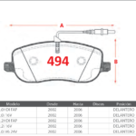 Pastillas de Freno Delanteras Citroen / Peugeot (C8 2.0, C8 2.0 HDI, 807 2.0HDI FAP) - Código 494