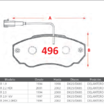 Pastillas de Freno Delanteras Citroen / Peugeot (JUMPER 2.0 HDI, JUMPER 2.2 HDI, BOXER 1.9) - Código 496
