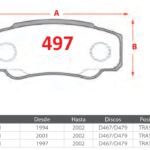 Pastillas de Freno Traseras Citroen / Peugeot (JUMPER 2.0 HDI, JUMPER 2.2 HDI, BOXER 244 2.0 HDI) - Código 497