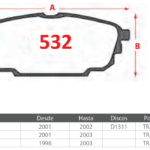 Pastillas de Freno Traseras Mazda (323 1.6, PROTEGE 1.5, PROTEGE 1.8) - Código 532