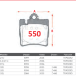 Pastillas de Freno Traseras Mercedes Benz (CL500 (C215), CL55 AMG (C215), CL600 (C215)) - Código 550