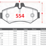 Pastillas de Freno Traseras Mercedes Benz (G500 5.0 L, G500 5.0 L 4MATIC, SPRINTER 311 CDI) - Código 554