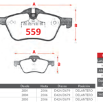 Pastillas de Freno Delanteras Mini (COOPER 1.6, COOPER S 1.6, ONE 1.6) - Código 559