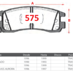 Pastillas de Freno Traseras Chevrolet (BUICK REGAL, CADILLAC EL DORADO, LUMINA) - Código 575