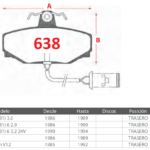 Pastillas de Freno Traseras Jaguar (XJ (XJ40, XJ81) 3.6, XJ (XJ40, XJ81) 6 2.9, XJ (XJ40, XJ81) 6 3.2 24V) - Código 638