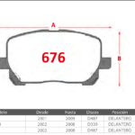 Pastillas de Freno Delanteras Toyota (AVENSIS 2.0, COROLLA 1.8, MATRIX 1.8) - Código 676