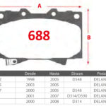 Pastillas de Freno Delanteras Lexus / Toyota (LX470 4.7, LAND CRUISER 4.2, LAND CRUISER 4.5) - Código 688