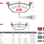 Pastillas de Freno Delanteras Audi / Volkswagen (A1 2.0 TFSI, A3 1.6, A3 1.8 TFS) - Código 698