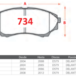 Pastillas de Freno Delanteras Ford / Mazda (RANGER 2.3 XL/XLT 4WD, RANGER 2.5 XLT /XL 4WD TAILANDIA, RANGER 3.0 4WD) - Código 734