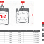 Pastillas de Freno Traseras Mercedes Benz (C180 (W203), C220 CDI (W203), C230 (W203)) - Código 762