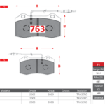 Pastillas de Freno Traseras Jaguar / Volvo (X-TYPE 2.0, X-TYPE 2.5, X-TYPE 3.0) - Código 763