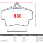 Pastillas de Freno Delanteras Porsche (911, 911 CARRERA 4, 968 CARRERA /4/4,5/TARGA) - Código 880