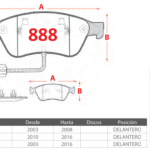 Pastillas de Freno Delanteras Audi / Volkswagen (A8 3.0 QUATTRO, S-6 2.7, S-8 4.2) - Código 888