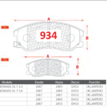 Pastillas de Freno Delanteras Chevrolet / Opel / Suzuki (CAPTIVA 2.0, CAPTIVA 2.2, CAPTIVA 2.4) - Código 934
