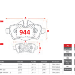 Pastillas de Freno Traseras Mini (CLUBMAN 1.6, COOPER 1.6, COUNTRYMAN 2.0) - Código 944