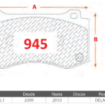 Pastillas de Freno Delanteras Chrysler / Dodge / Jeep (300 SRT8 6.1, CHALLENGER 6.1, CHALLENGER 6.4) - Código 945