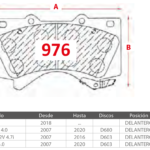Pastillas de Freno Delanteras Lexus / Toyota (LX570 V8 5.7, HILUX NEW 3.0, LAND CRUISER 4.0) - Código 976