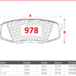 Pastillas de Freno Traseras Lexus / Toyota (LX570 V8 5.7, LAND CRUISSER 4.0, SEQUOIA 5.7) - Código 978