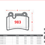 Pastillas de Freno Traseras Volkswagen (TOUAREG 2.5, TOUAREG 3.0, TOUAREG 3.2) - Código 983
